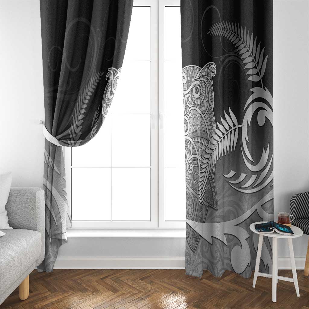 New Zealand Aotearoa Ruru Window Curtain Maori Fern Art Black LT05 - Polynesian Pride