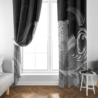 New Zealand Aotearoa Ruru Window Curtain Maori Fern Art Black LT05 - Polynesian Pride