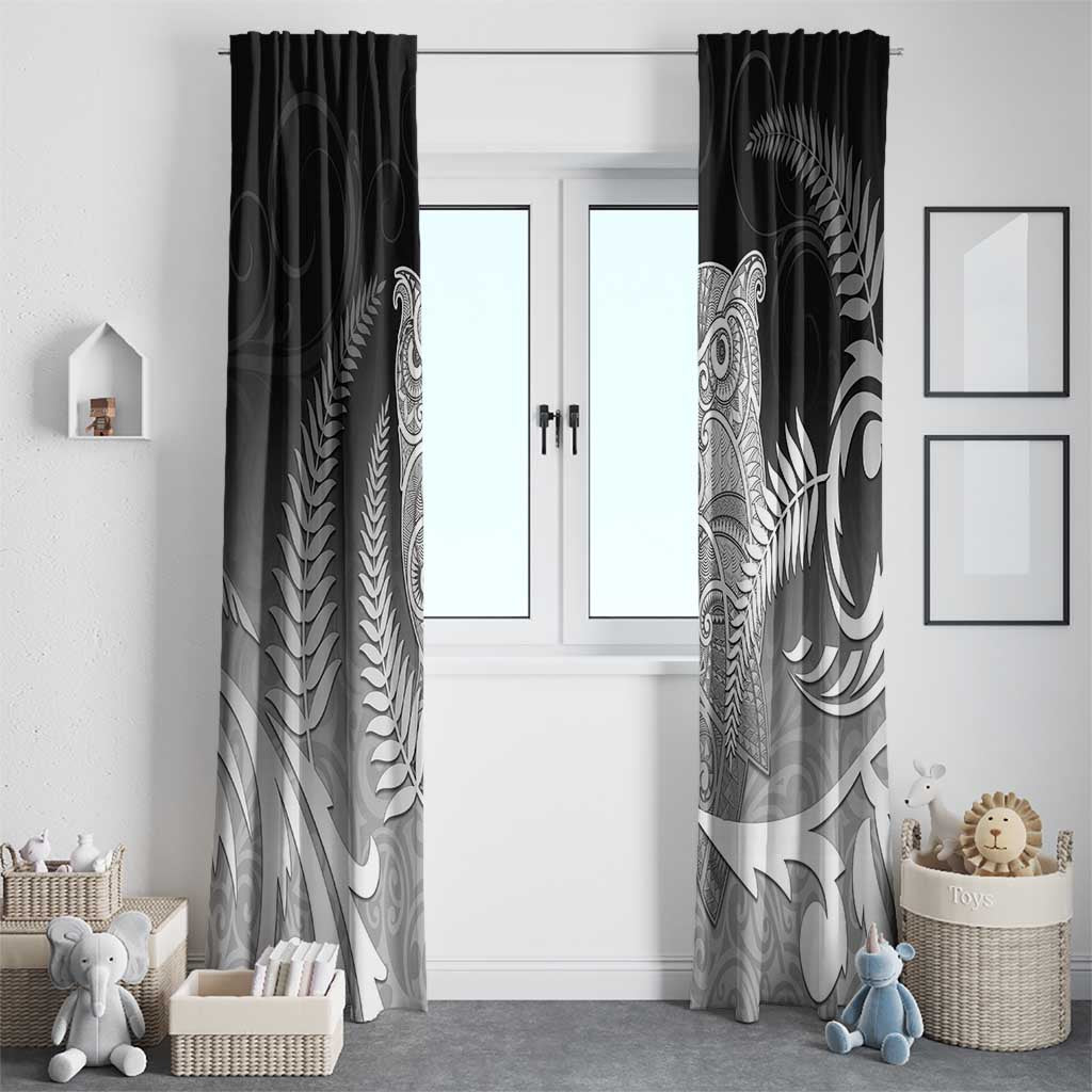 New Zealand Aotearoa Ruru Window Curtain Maori Fern Art Black LT05 - Polynesian Pride