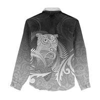 New Zealand Aotearoa Ruru Women Casual Shirt Maori Fern Art Black