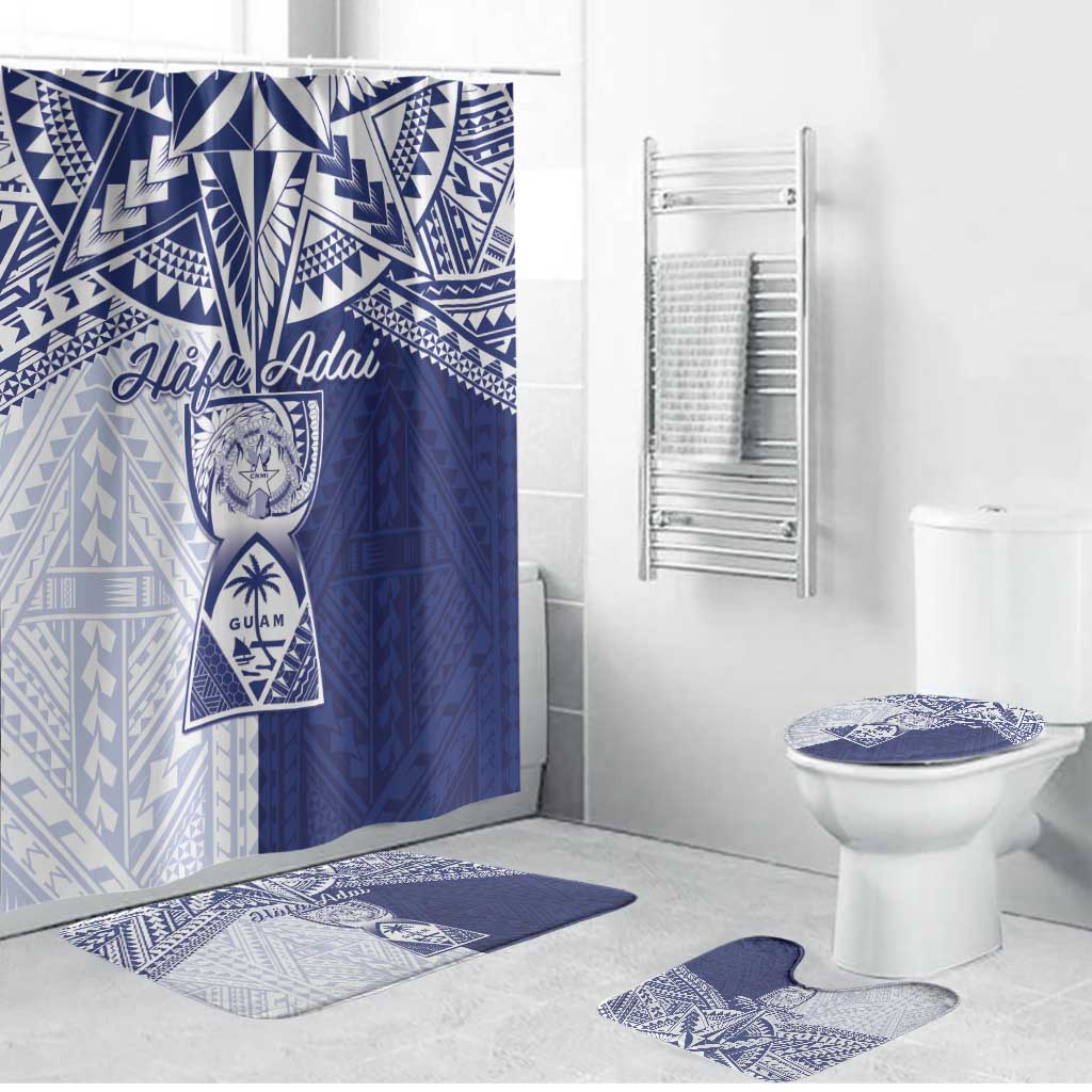 Northern Mariana Islands And Guam Bathroom Set Latte Stone With Tribal Pattern LT05 Bathroom Set (4 pcs) Blue - Polynesian Pride
