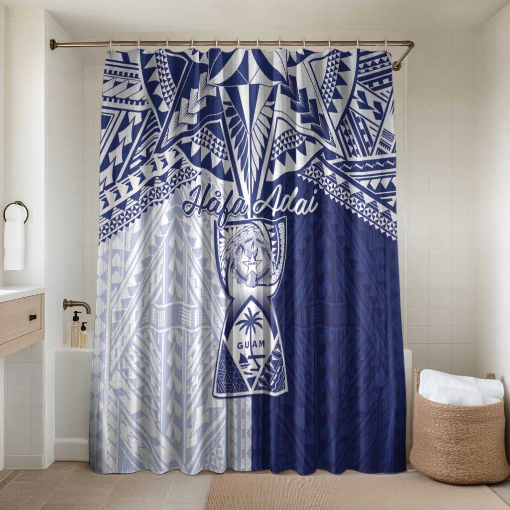 Northern Mariana Islands And Guam Bathroom Set Latte Stone With Tribal Pattern LT05 Shower Curtain Only Blue - Polynesian Pride