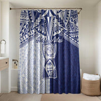 Northern Mariana Islands And Guam Bathroom Set Latte Stone With Tribal Pattern LT05 Shower Curtain Only Blue - Polynesian Pride
