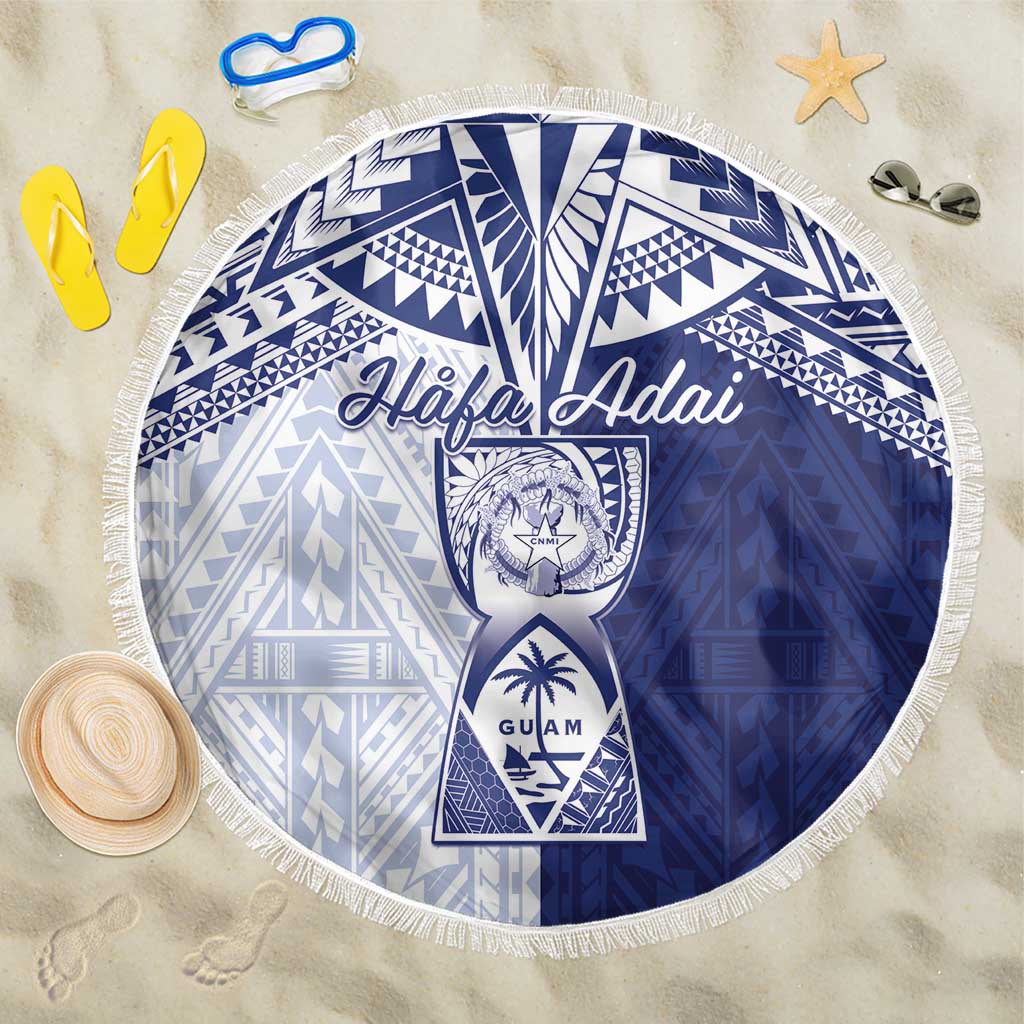 Northern Mariana Islands And Guam Beach Blanket Latte Stone With Tribal Pattern LT05 One Size 150cm Blue - Polynesian Pride