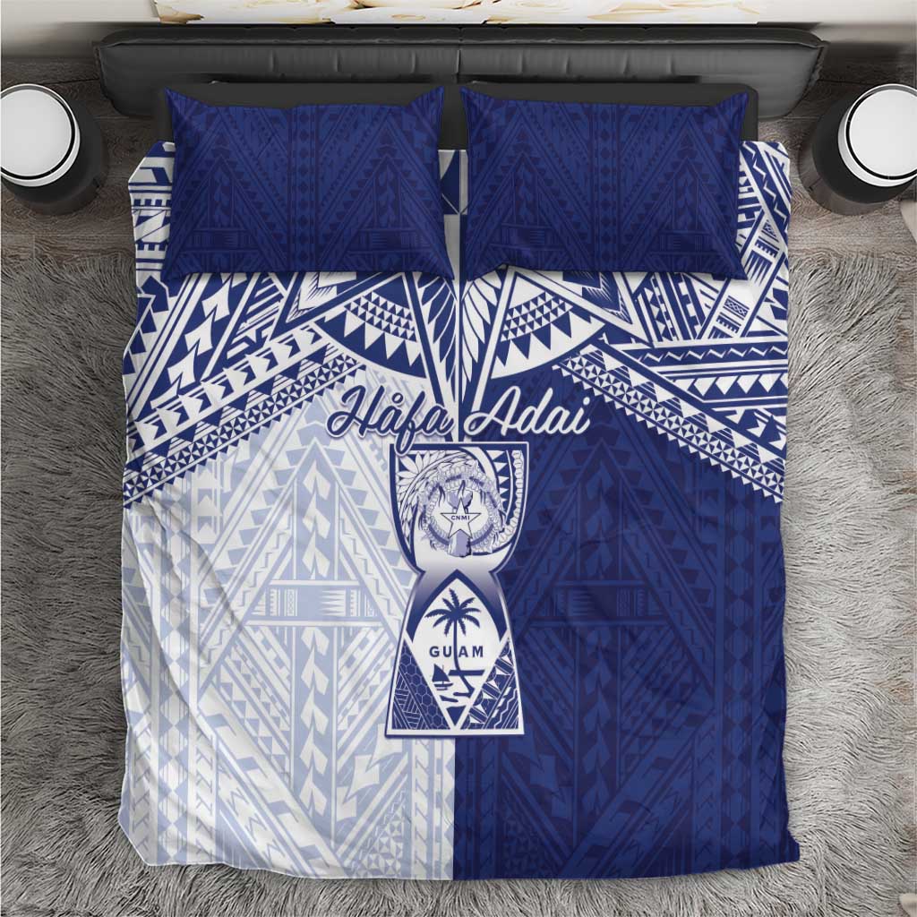 Northern Mariana Islands And Guam Bedding Set Latte Stone With Tribal Pattern LT05 Blue - Polynesian Pride