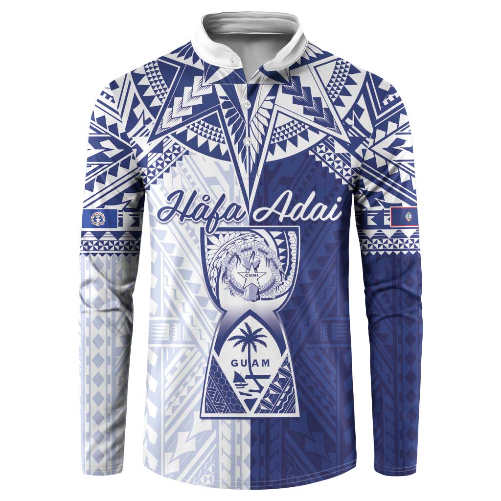 Personalised Northern Mariana Islands And Guam Button Sweatshirt Latte Stone With Tribal Pattern LT05 Blue - Polynesian Pride