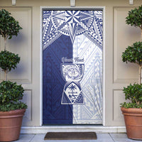Personalised Northern Mariana Islands And Guam Door Cover Latte Stone With Tribal Pattern LT05 Blue - Polynesian Pride