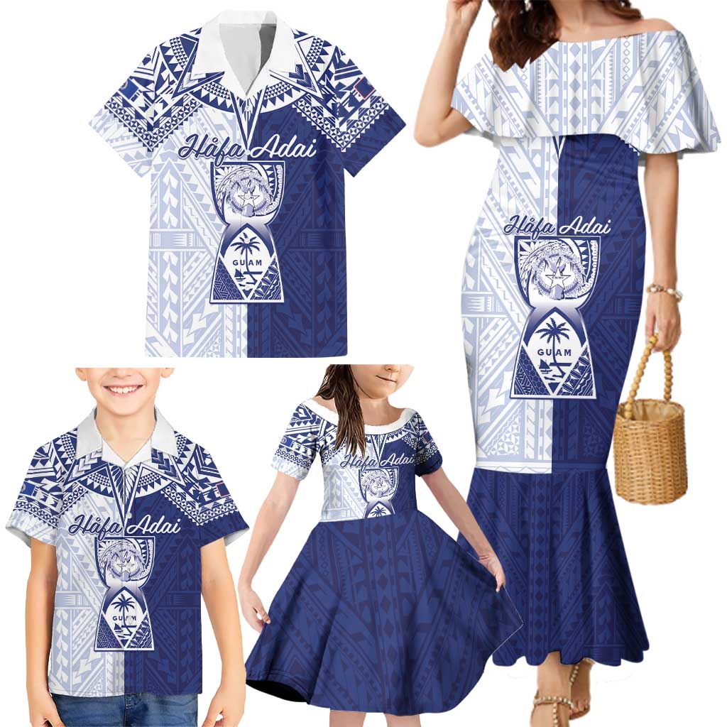 Personalised Northern Mariana Islands And Guam Family Matching Mermaid Dress and Hawaiian Shirt Latte Stone With Tribal Pattern LT05 - Polynesian Pride