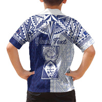Personalised Northern Mariana Islands And Guam Family Matching Short Sleeve Bodycon Dress and Hawaiian Shirt Latte Stone With Tribal Pattern