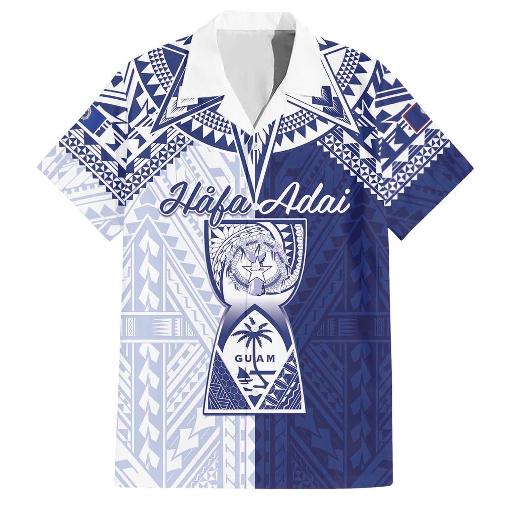 Personalised Northern Mariana Islands And Guam Hawaiian Shirt Latte Stone With Tribal Pattern LT05 Blue - Polynesian Pride