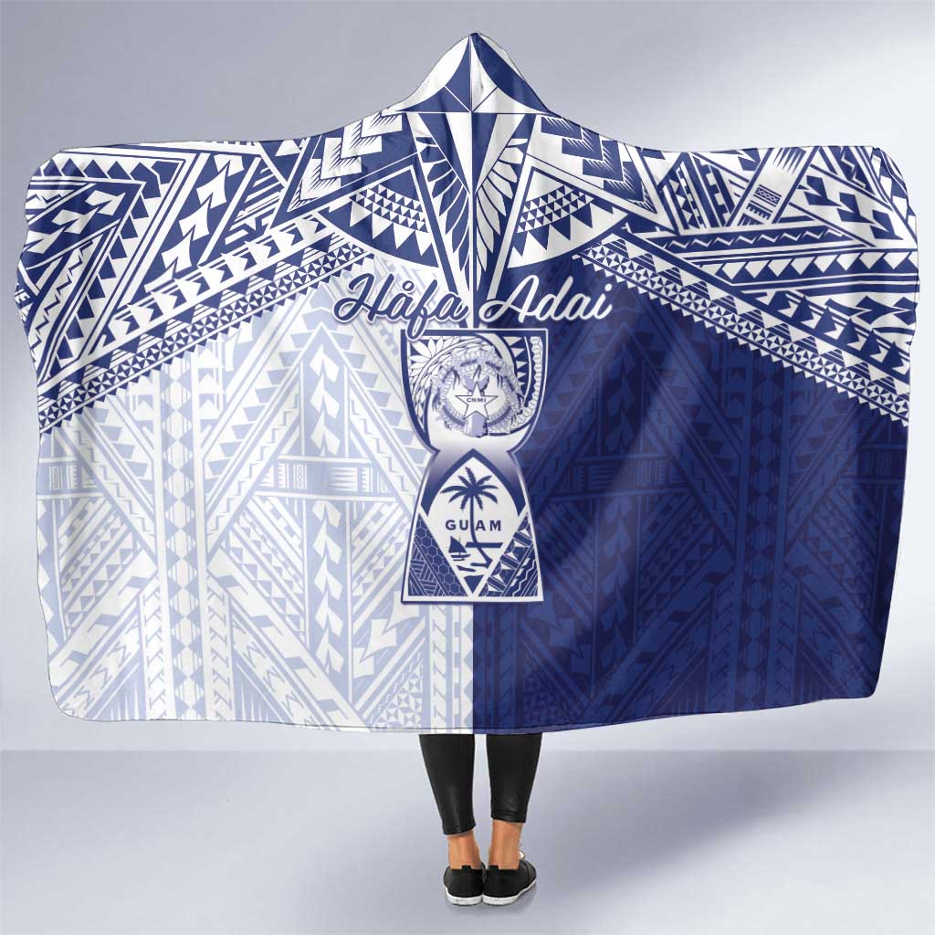 Northern Mariana Islands And Guam Hooded Blanket Latte Stone With Tribal Pattern LT05 One Size Blue - Polynesian Pride