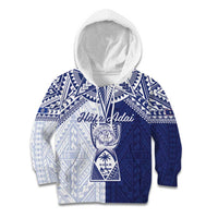 Personalised Northern Mariana Islands And Guam Kid Hoodie Latte Stone With Tribal Pattern LT05 Hoodie Blue - Polynesian Pride