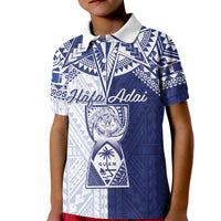 Personalised Northern Mariana Islands And Guam Kid Polo Shirt Latte Stone With Tribal Pattern LT05 Kid Blue - Polynesian Pride