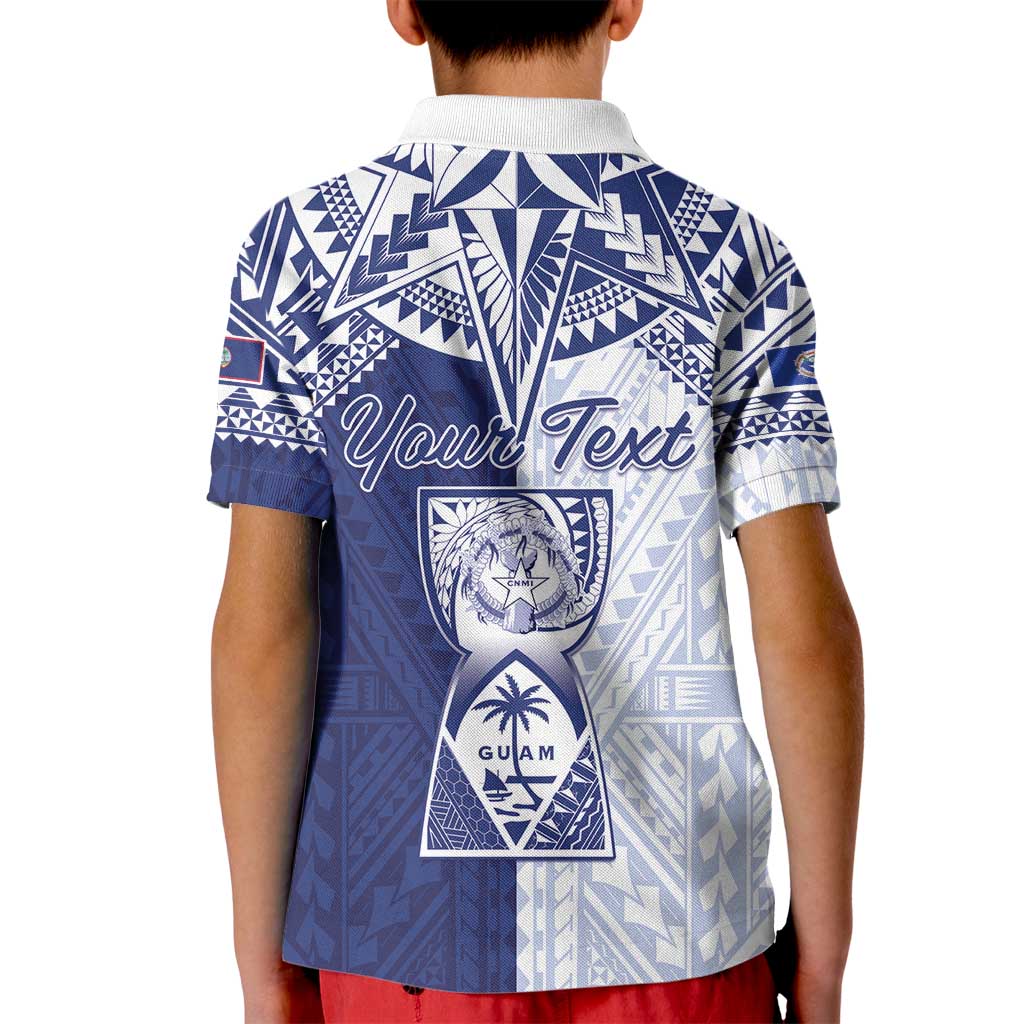 Personalised Northern Mariana Islands And Guam Kid Polo Shirt Latte Stone With Tribal Pattern LT05 - Polynesian Pride