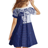 Personalised Northern Mariana Islands And Guam Kid Short Sleeve Dress Latte Stone With Tribal Pattern LT05 - Polynesian Pride