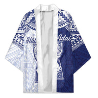 Personalised Northern Mariana Islands And Guam Kimono Latte Stone With Tribal Pattern LT05 Unisex Blue - Polynesian Pride