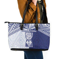 Northern Mariana Islands And Guam Leather Tote Bag Latte Stone With Tribal Pattern LT05 - Polynesian Pride