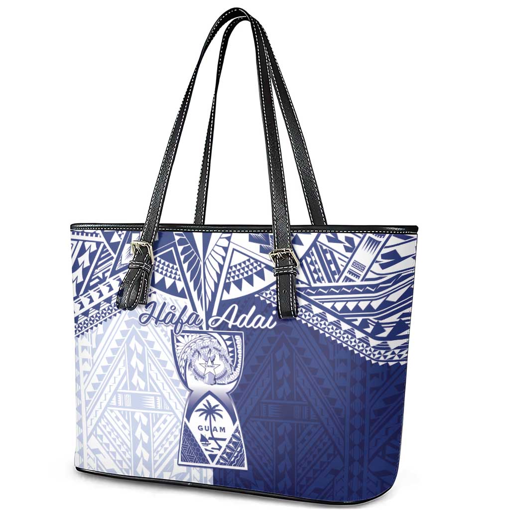 Northern Mariana Islands And Guam Leather Tote Bag Latte Stone With Tribal Pattern LT05 - Polynesian Pride