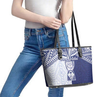 Northern Mariana Islands And Guam Leather Tote Bag Latte Stone With Tribal Pattern LT05 - Polynesian Pride