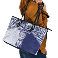 Northern Mariana Islands And Guam Leather Tote Bag Latte Stone With Tribal Pattern LT05 - Polynesian Pride