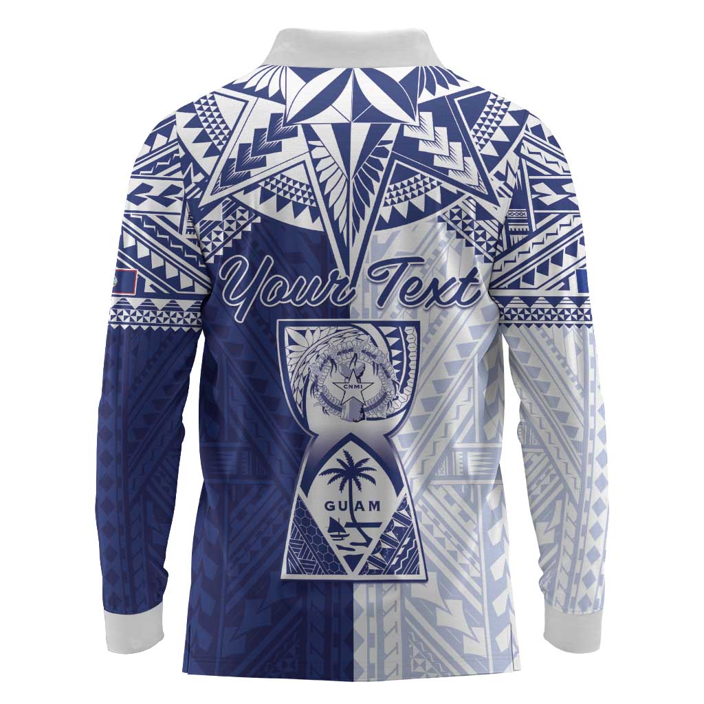 Personalised Northern Mariana Islands And Guam Long Sleeve Polo Shirt Latte Stone With Tribal Pattern LT05 - Polynesian Pride