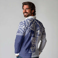 Personalised Northern Mariana Islands And Guam Long Sleeve Polo Shirt Latte Stone With Tribal Pattern LT05 - Polynesian Pride