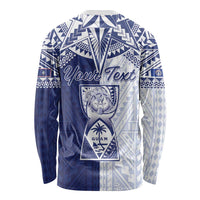 Personalised Northern Mariana Islands And Guam Long Sleeve Shirt Latte Stone With Tribal Pattern LT05 - Polynesian Pride