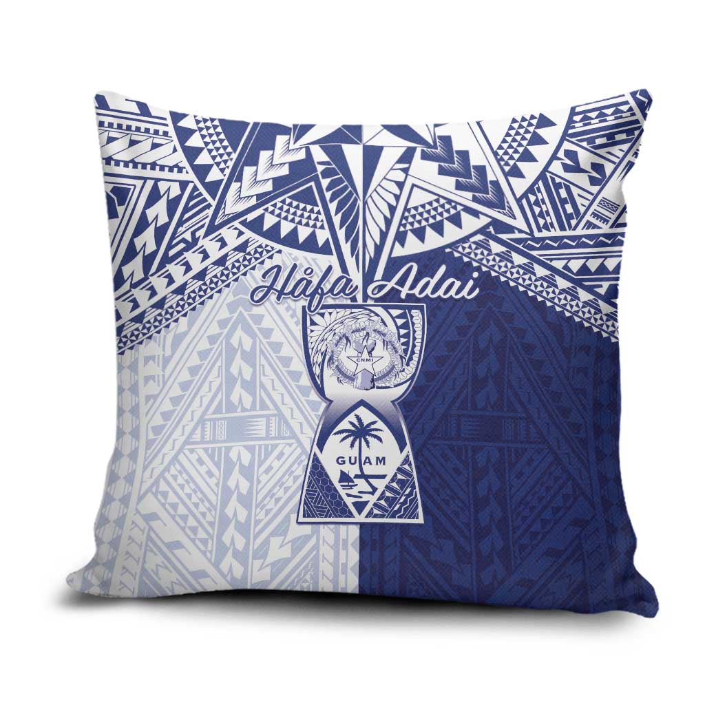 Northern Mariana Islands And Guam Pillow Cover Latte Stone With Tribal Pattern LT05 Blue - Polynesian Pride