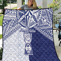 Northern Mariana Islands And Guam Quilt Latte Stone With Tribal Pattern LT05 Blue - Polynesian Pride
