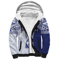 Personalised Northern Mariana Islands And Guam Sherpa Hoodie Latte Stone With Tribal Pattern LT05 Unisex Blue - Polynesian Pride