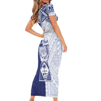 Personalised Northern Mariana Islands And Guam Short Sleeve Bodycon Dress Latte Stone With Tribal Pattern LT05 - Polynesian Pride