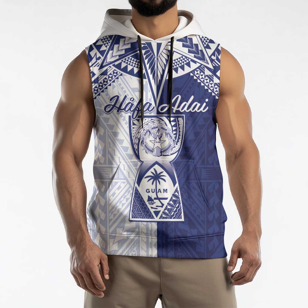 Personalised Northern Mariana Islands And Guam Sleeveless Hoodie Latte Stone With Tribal Pattern LT05 - Polynesian Pride