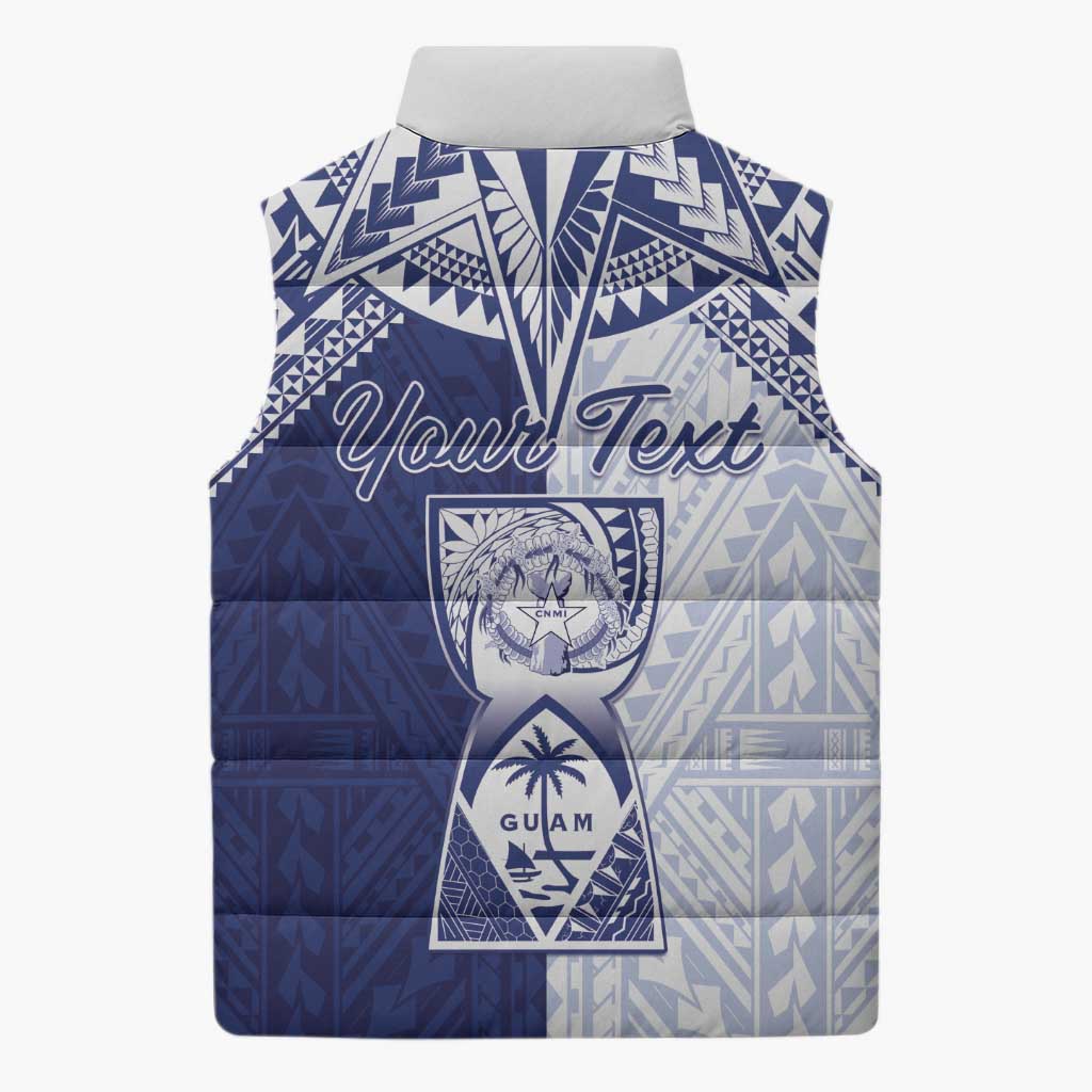 Personalised Northern Mariana Islands And Guam Sleeveless Puffer Jacket Latte Stone With Tribal Pattern LT05 - Polynesian Pride