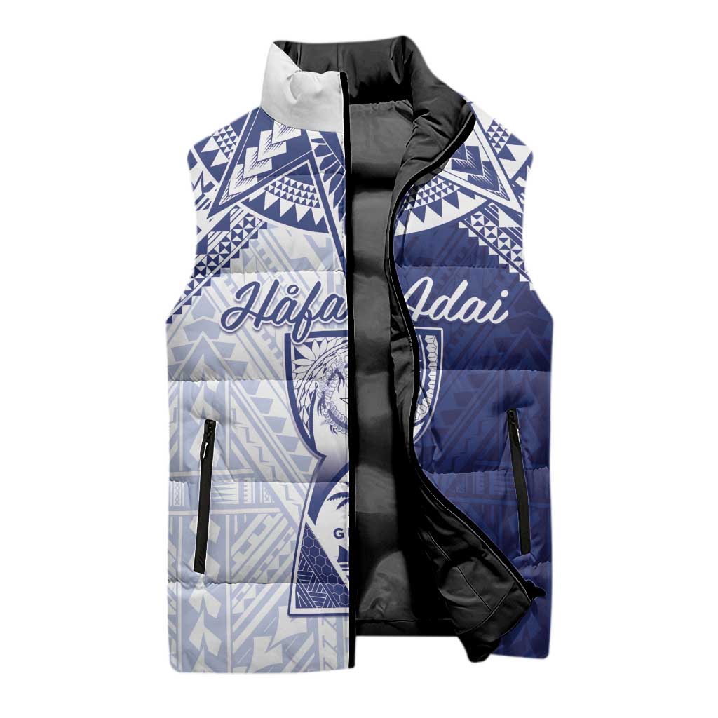 Personalised Northern Mariana Islands And Guam Sleeveless Puffer Jacket Latte Stone With Tribal Pattern LT05 - Polynesian Pride