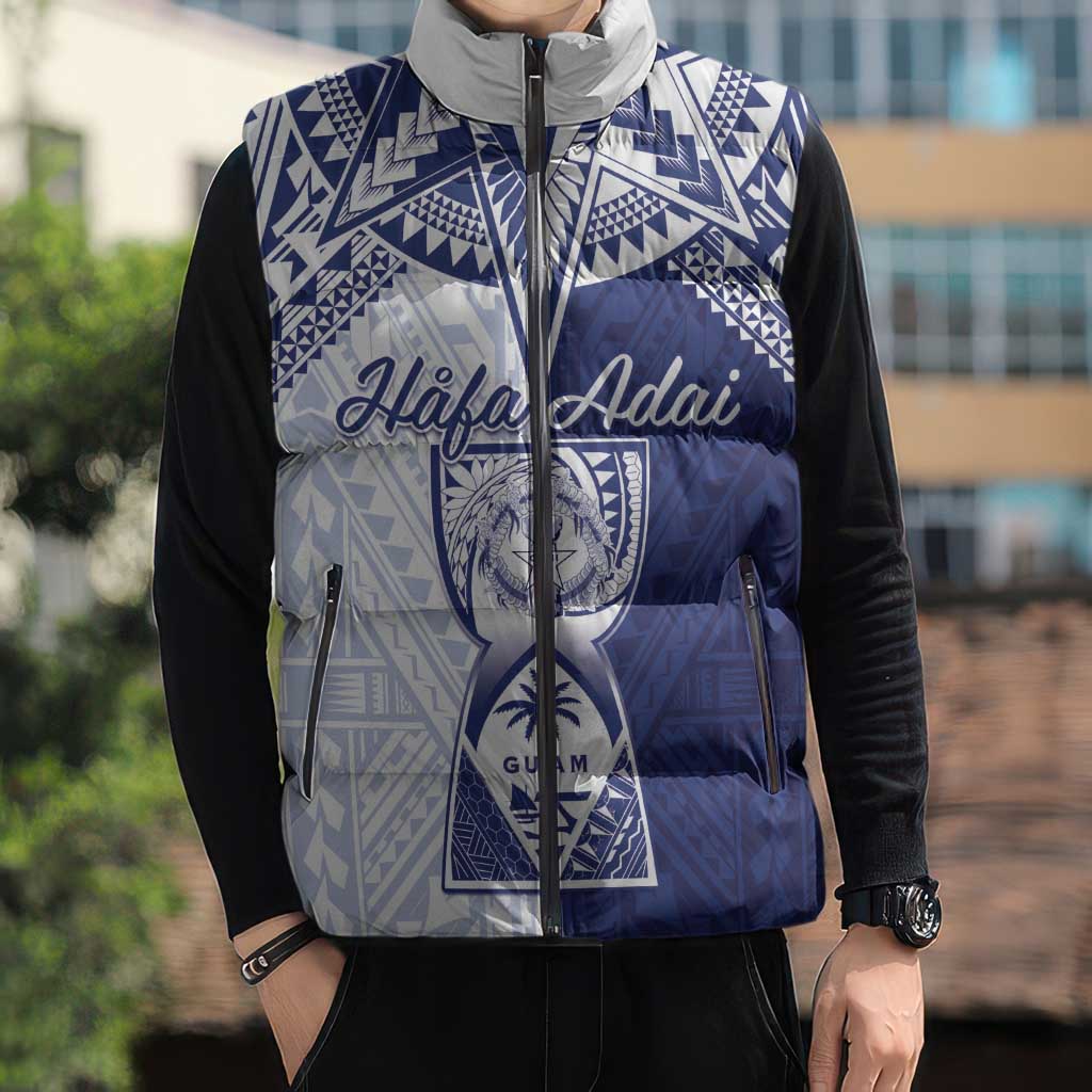Personalised Northern Mariana Islands And Guam Sleeveless Puffer Jacket Latte Stone With Tribal Pattern LT05 - Polynesian Pride