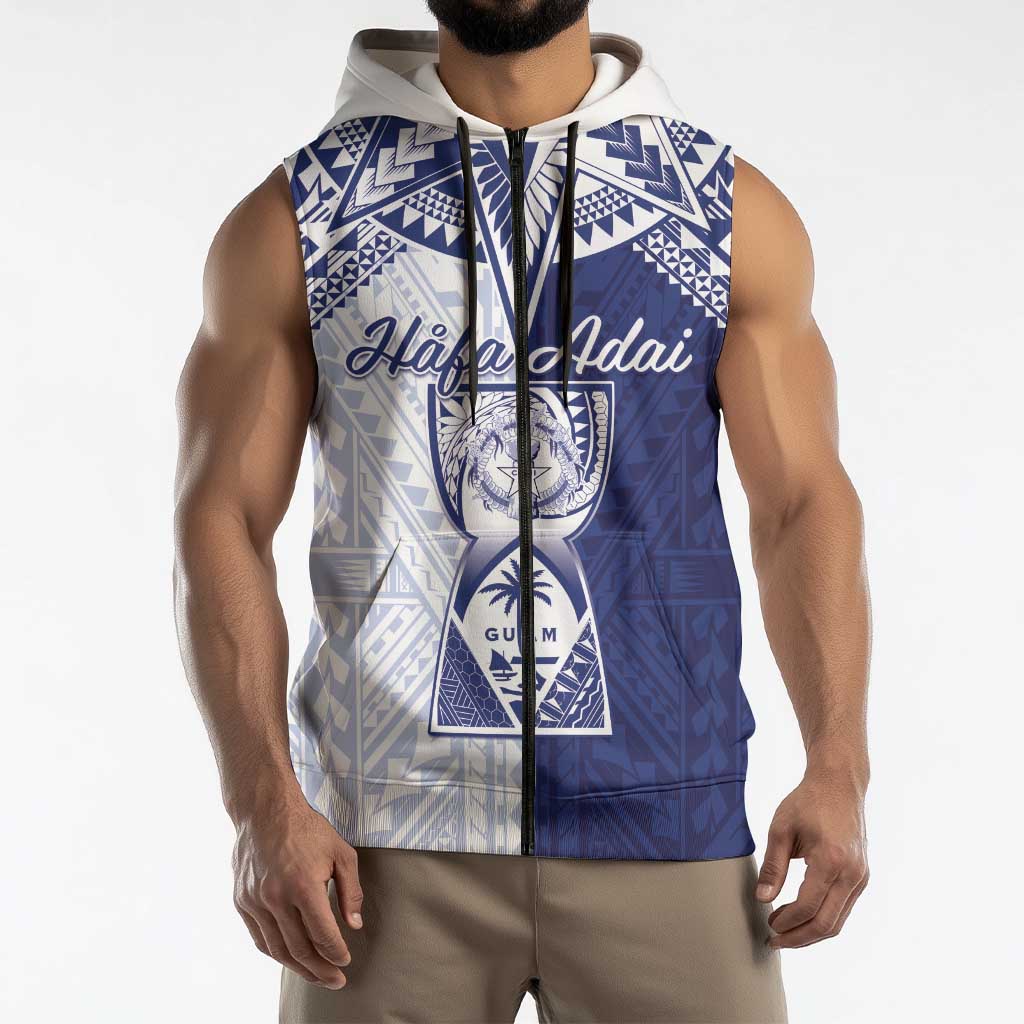 Personalised Northern Mariana Islands And Guam Sleeveless Zip Hoodie Latte Stone With Tribal Pattern LT05 - Polynesian Pride