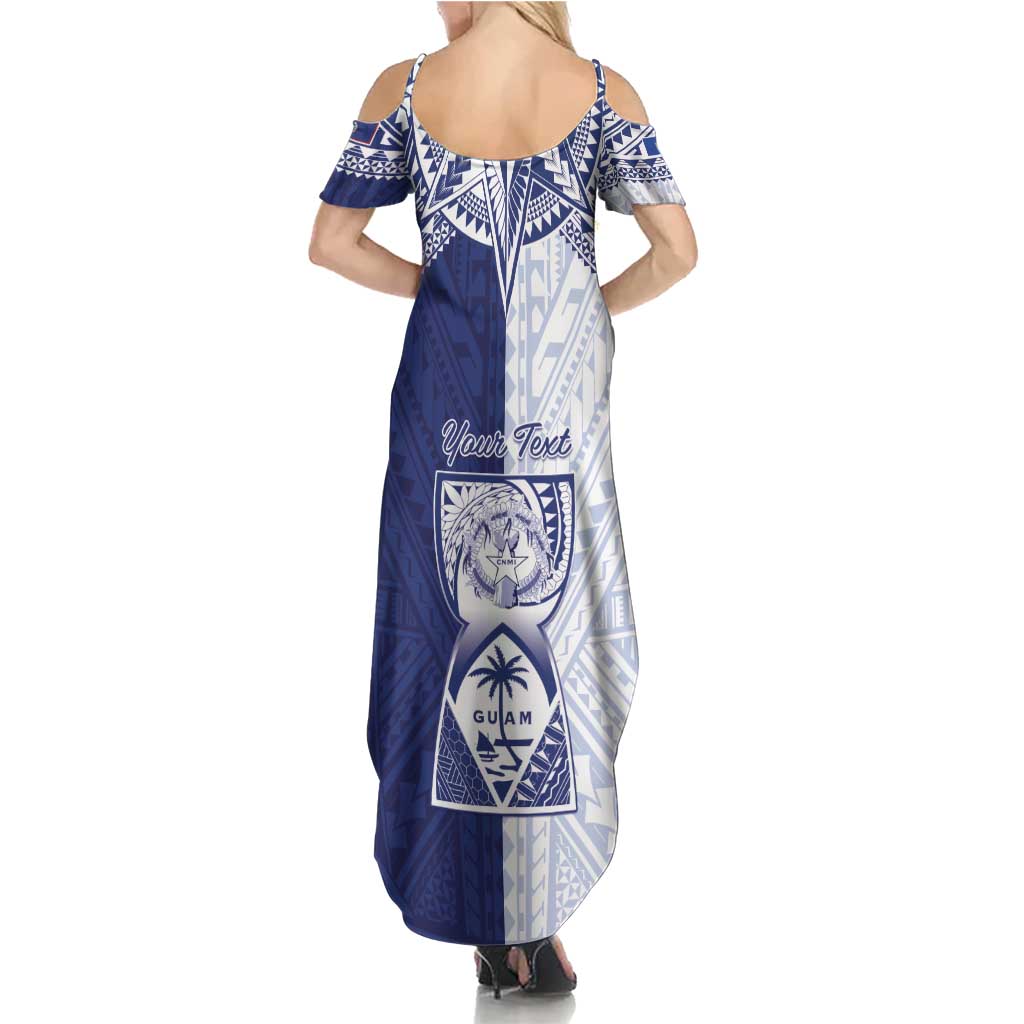 Personalised Northern Mariana Islands And Guam Summer Maxi Dress Latte Stone With Tribal Pattern LT05 - Polynesian Pride