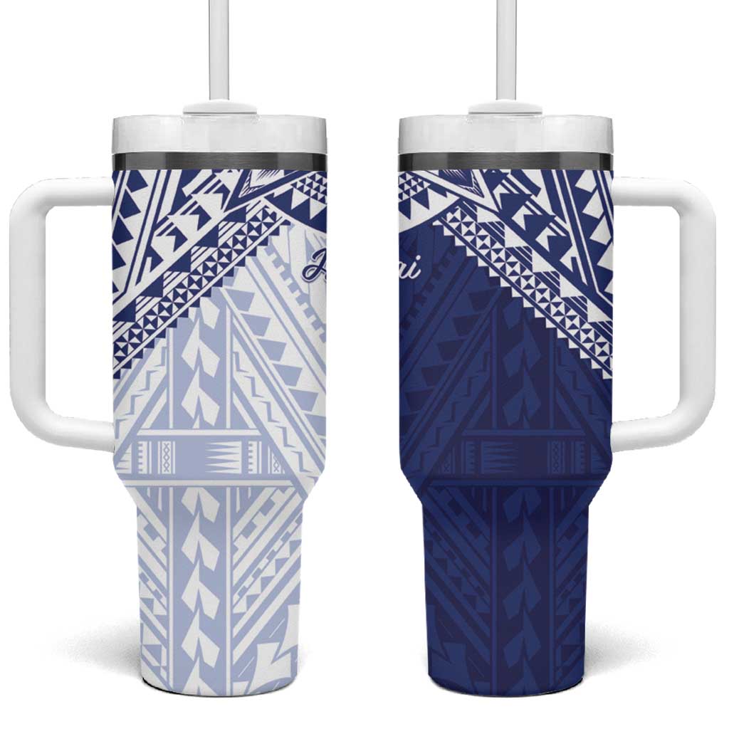 Northern Mariana Islands And Guam Tumbler With Handle Latte Stone With Tribal Pattern LT05 One Size: 40 oz Blue - Polynesian Pride