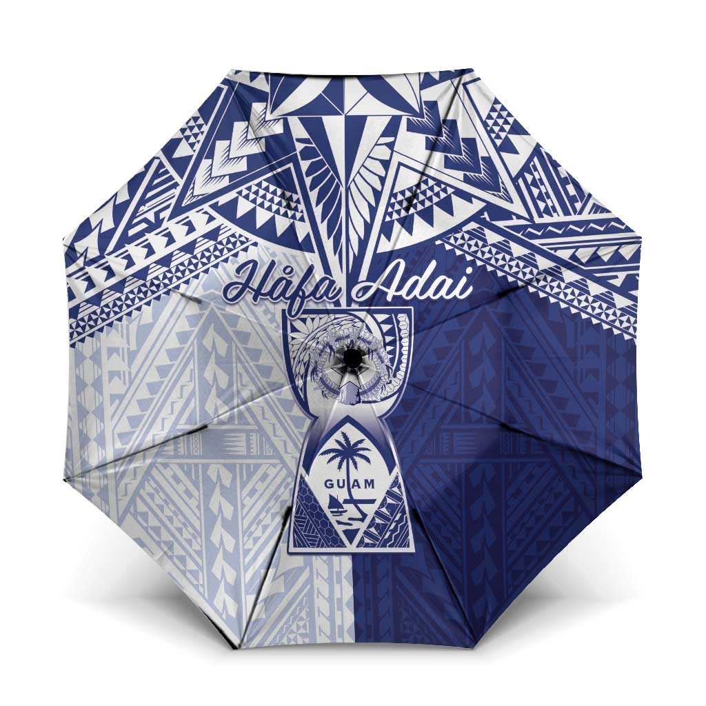 Northern Mariana Islands And Guam Umbrella Latte Stone With Tribal Pattern LT05 One Size Folded 11.42 inch Opened Diameter 37.4 inch Blue - Polynesian Pride