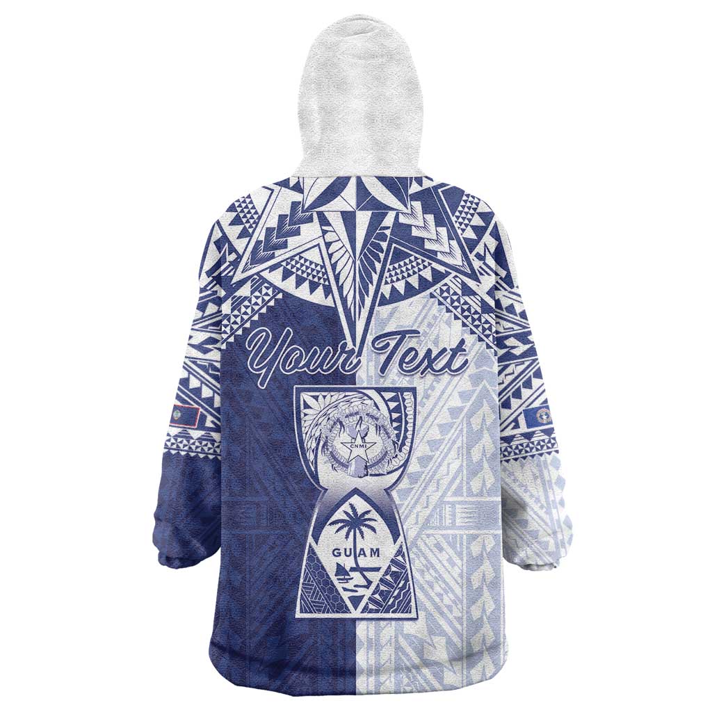 Personalised Northern Mariana Islands And Guam Wearable Blanket Hoodie Latte Stone With Tribal Pattern LT05 - Polynesian Pride