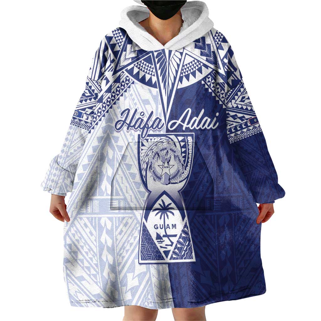 Personalised Northern Mariana Islands And Guam Wearable Blanket Hoodie Latte Stone With Tribal Pattern LT05 - Polynesian Pride