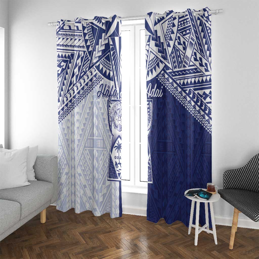 Northern Mariana Islands And Guam Window Curtain Latte Stone With Tribal Pattern LT05 With Grommets Blue - Polynesian Pride