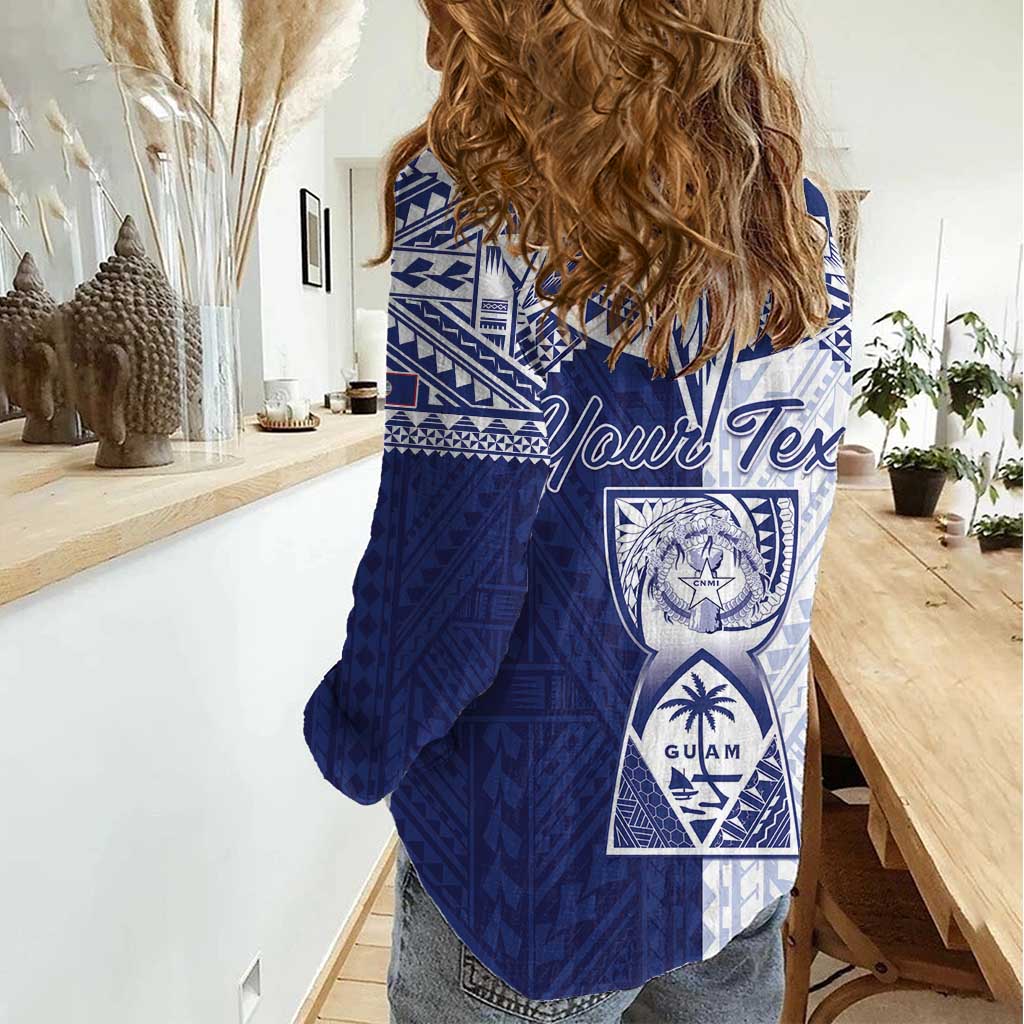 Personalised Northern Mariana Islands And Guam Women Casual Shirt Latte Stone With Tribal Pattern LT05 - Polynesian Pride