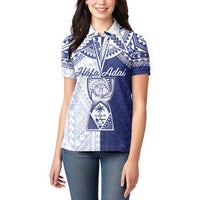Personalised Northern Mariana Islands And Guam Women Polo Shirt Latte Stone With Tribal Pattern LT05 - Polynesian Pride