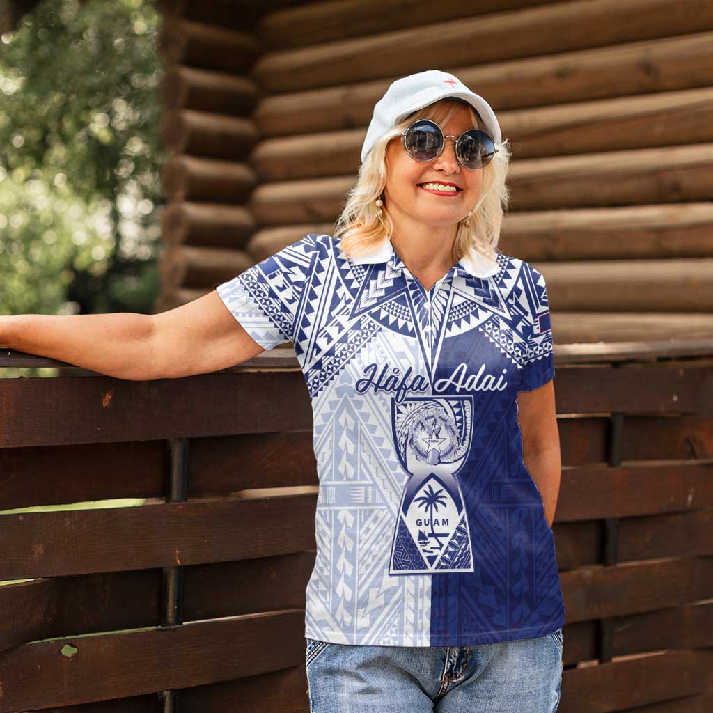 Personalised Northern Mariana Islands And Guam Women Polo Shirt Latte Stone With Tribal Pattern LT05 - Polynesian Pride