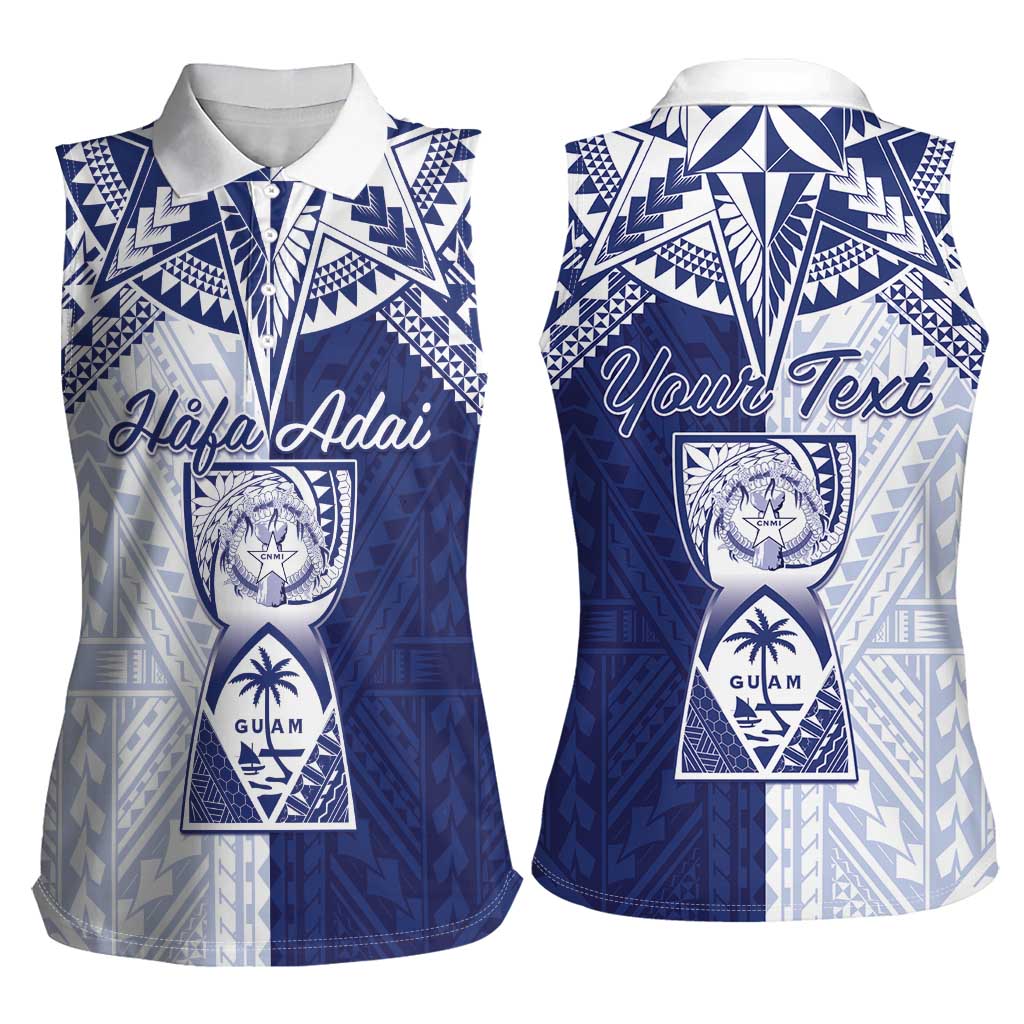 Personalised Northern Mariana Islands And Guam Women Sleeveless Polo Shirt Latte Stone With Tribal Pattern LT05 - Polynesian Pride