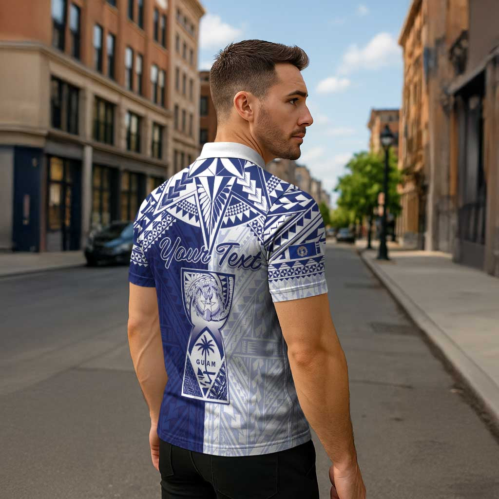 Personalised Northern Mariana Islands And Guam Zipper Polo Shirt Latte Stone With Tribal Pattern LT05 - Polynesian Pride