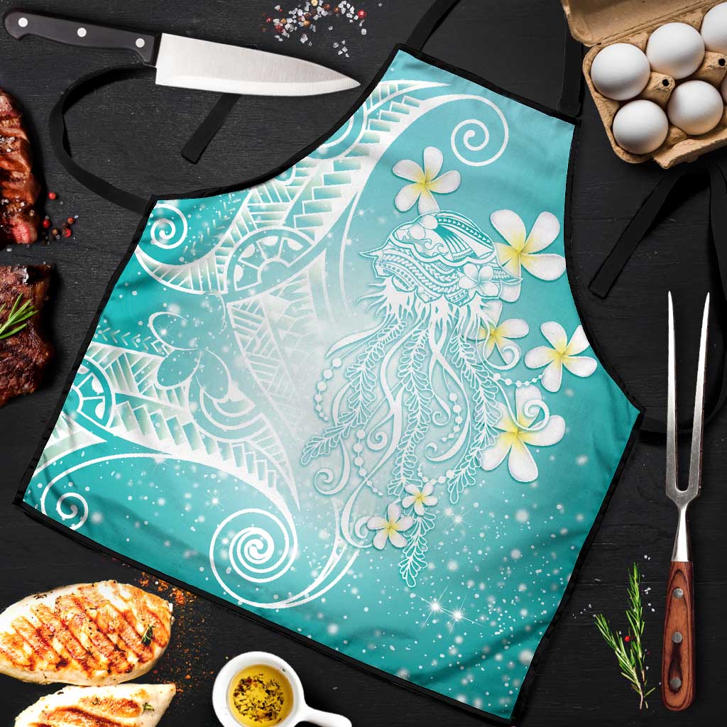 Polynesian Jellyfish Apron With Plumeria Teal LT05 Teal - Polynesian Pride