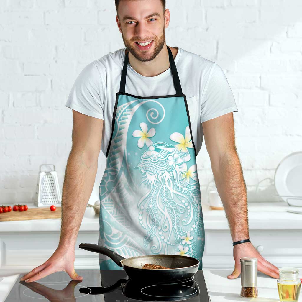 Polynesian Jellyfish Apron With Plumeria Teal LT05 - Polynesian Pride