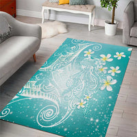 Polynesian Jellyfish Area Rug With Plumeria Teal LT05 - Polynesian Pride